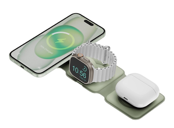 Беспроводное зарядное устройство Bazic GoMag Trio PLUS magnetic wireless foldable 15W Sage