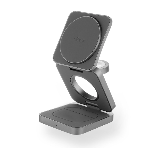 Беспроводное зарядное устройство uBear Balance 3in1 Magnetic wireless charger, серый