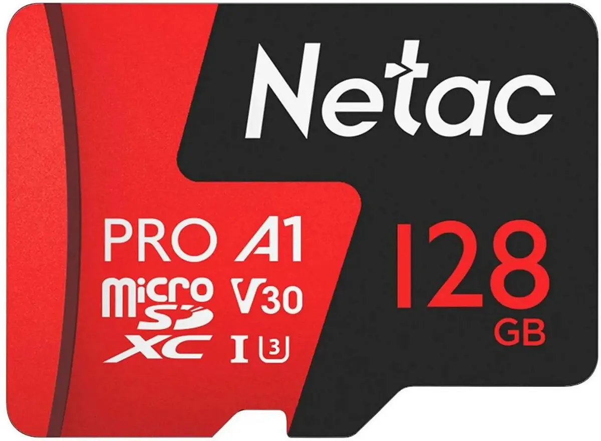 Карта памяти MicroSD 128 Гб Netac P500 Extreme Pro Class 10 UHS-I A1 V30 (100 Mb/s) + SD адаптер