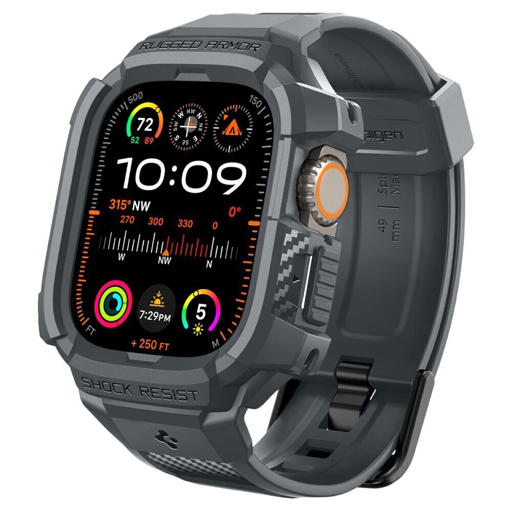 Ремешок+защитный чехол SPIGEN RUGGED ARMOR ”PRO” для Apple Watch Ultra 1 / 2 (49 мм), Темно-серый