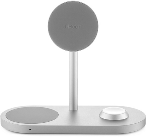 Беспроводное зарядное устройство Ubear Stage Pro 3 в 1 Magnetic Galaxy edition, серебристый