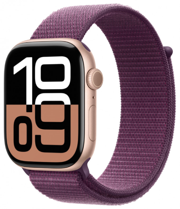 Умные часы Apple Watch Series 10 GPS + Cellular 42 мм, корпус Розовое золото, ремешок Sport Loop Фиолетовый - Официально заменён в АСЦ