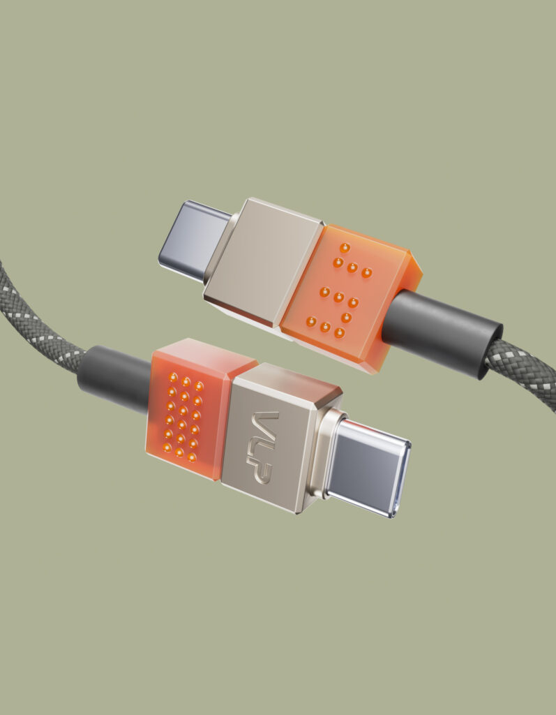 Дата-кабель VLP NEO USB-C, 100W, 1.5м, Серый/Оранжевый